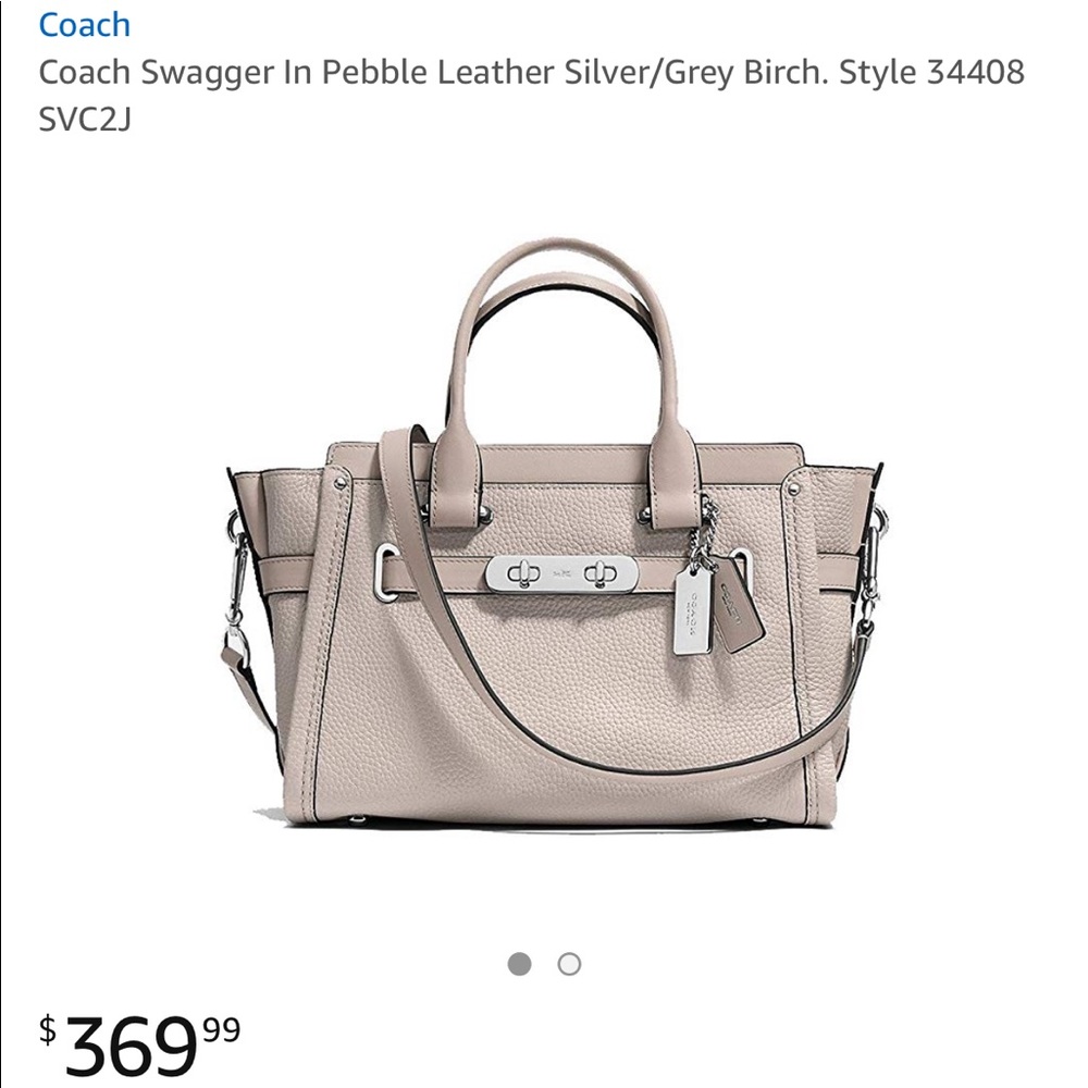 Coach Swagger Pebble Leather Silver/Grey Purse